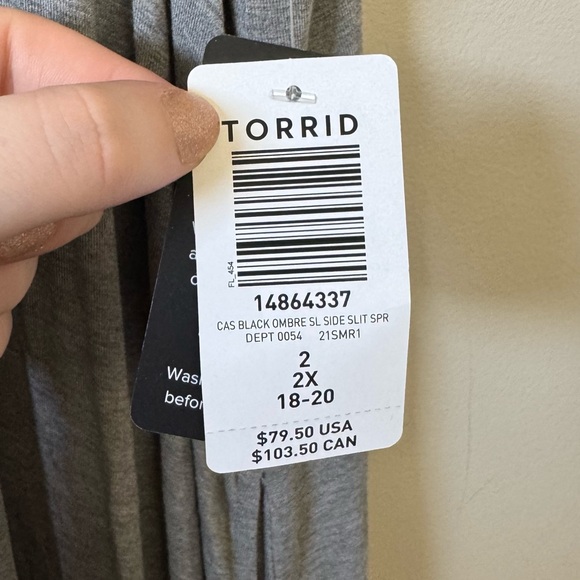 Torrid (NWT) Black Grey Ombre Side slit super soft maxi length dress - Picture 7 of 7